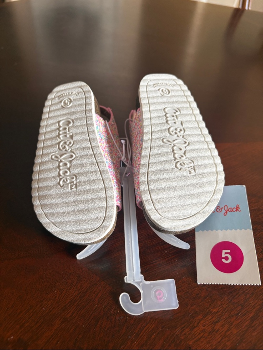 NWT Toddler Girls Cat&Jack pink glitter strap sandals size 5 - Picture 4 of 4